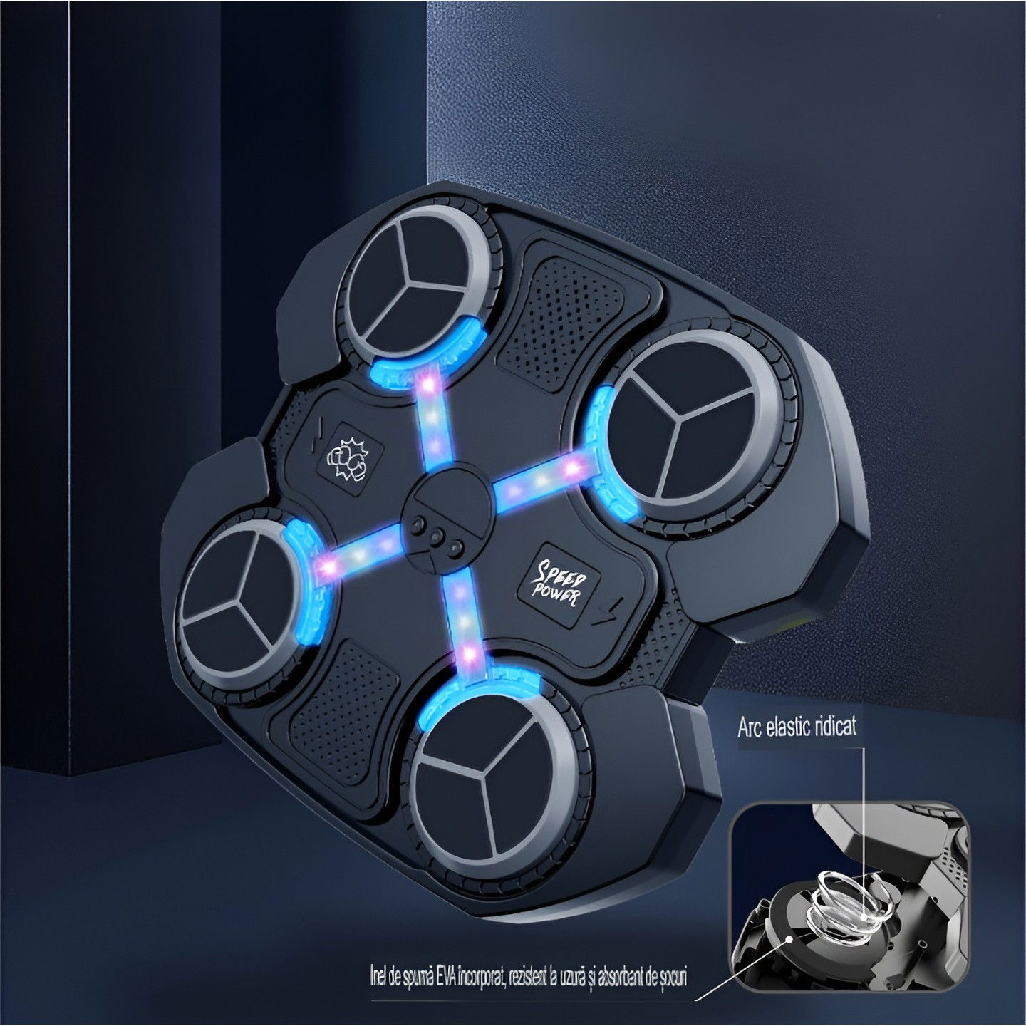 Jucarie de Boxat cu Muzica si Lumini, Flippy, Manusi Incluse, 32.5x28x7.4 cm, 930 g, Negru [4]