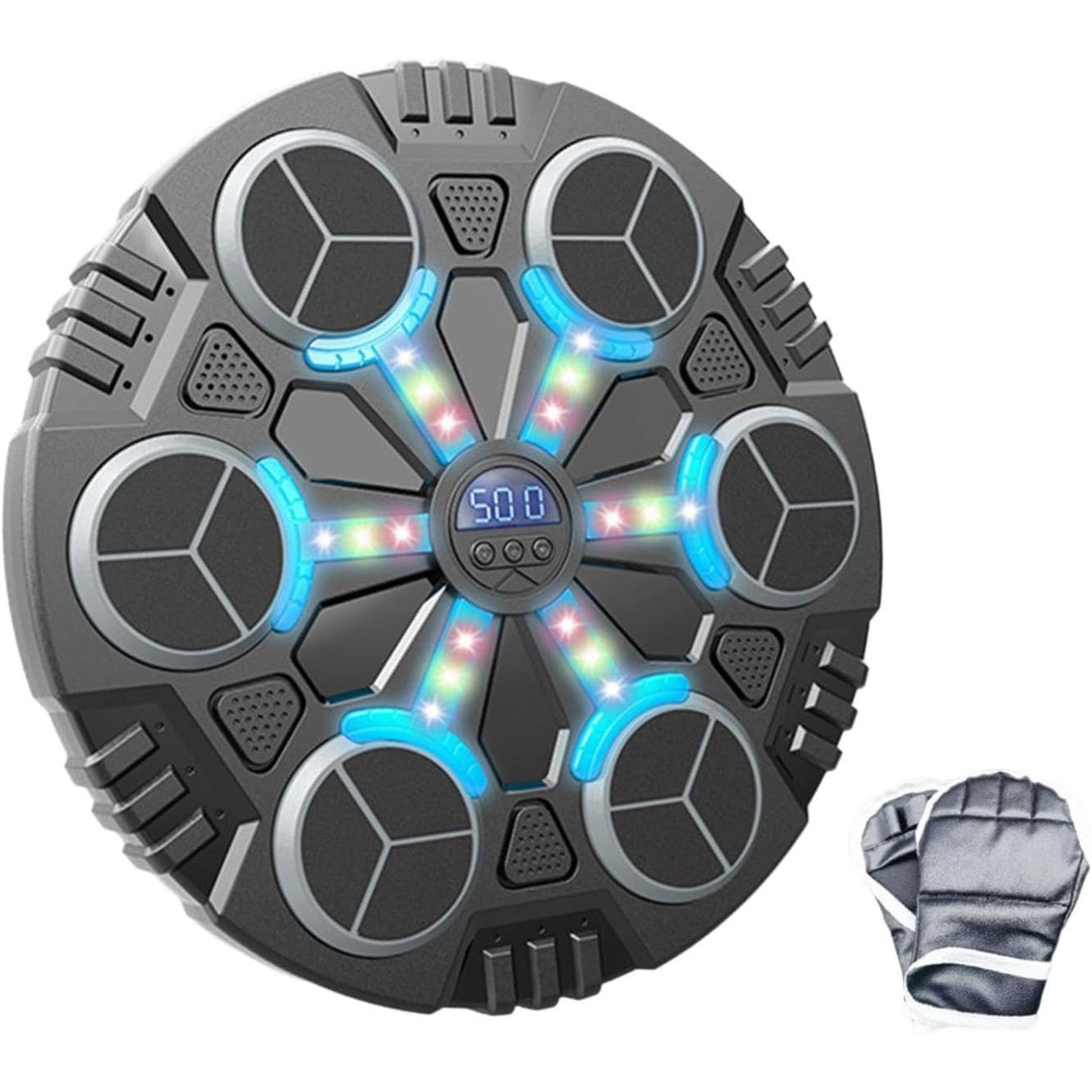 Jucarie de Boxat cu Muzica si Lumini, Flippy, Manusi Incluse, Bluetooth, Incarcare USB, Aplicare cu Ventuze, 6 Tinte, 32x27x3.5 cm, 930 g, Negru [4]