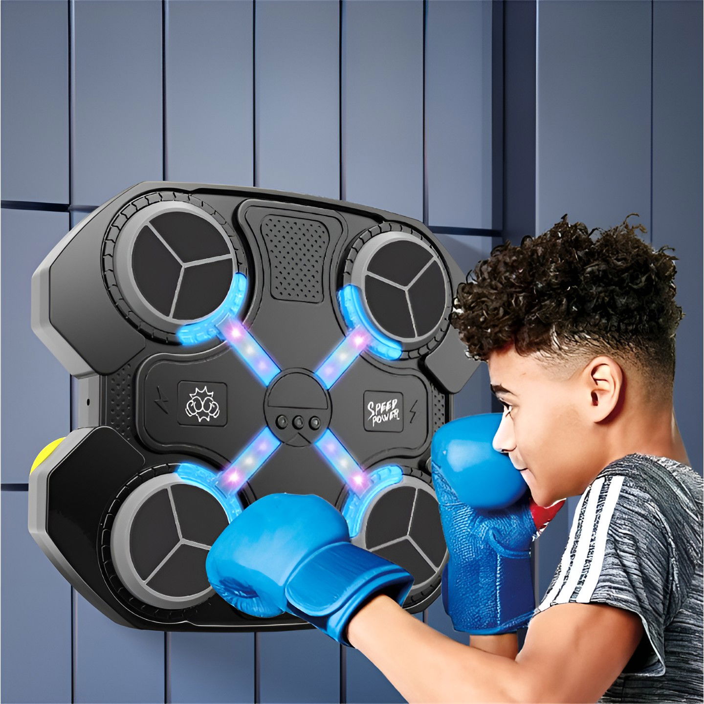 Jucarii interactive - Jucarie de Boxat cu Muzica si Lumini, Flippy, Manusi Incluse, 32.5x28x7.4 cm, 930 g, Negru