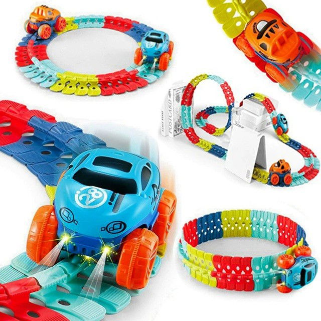 Jucarie de Constructie RollerCoaster, Flippy, 184 de Piese, 44.5x36x7 cm, cu Masini, Multicolor [7]