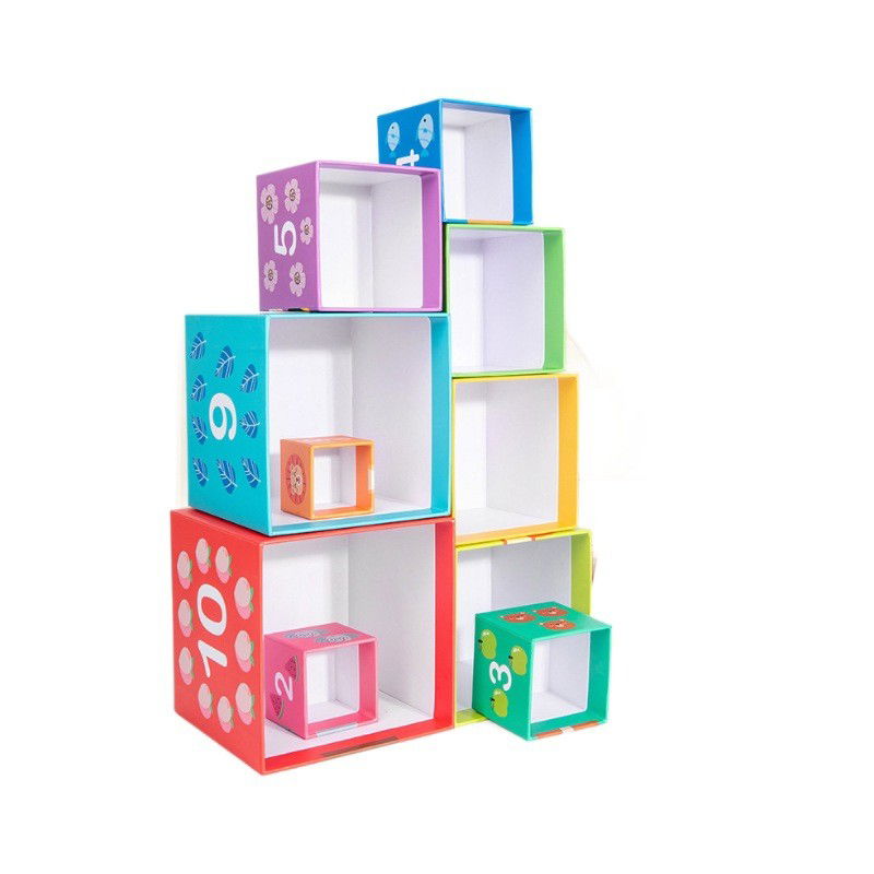 Jucarie de Construit, Flippy, Blocuri Stivuibile, +3 Ani, 10 Cutii, Invatare numere 1-10, 13.4 x 13.4 x 13.4 cm, Multicolor [6]