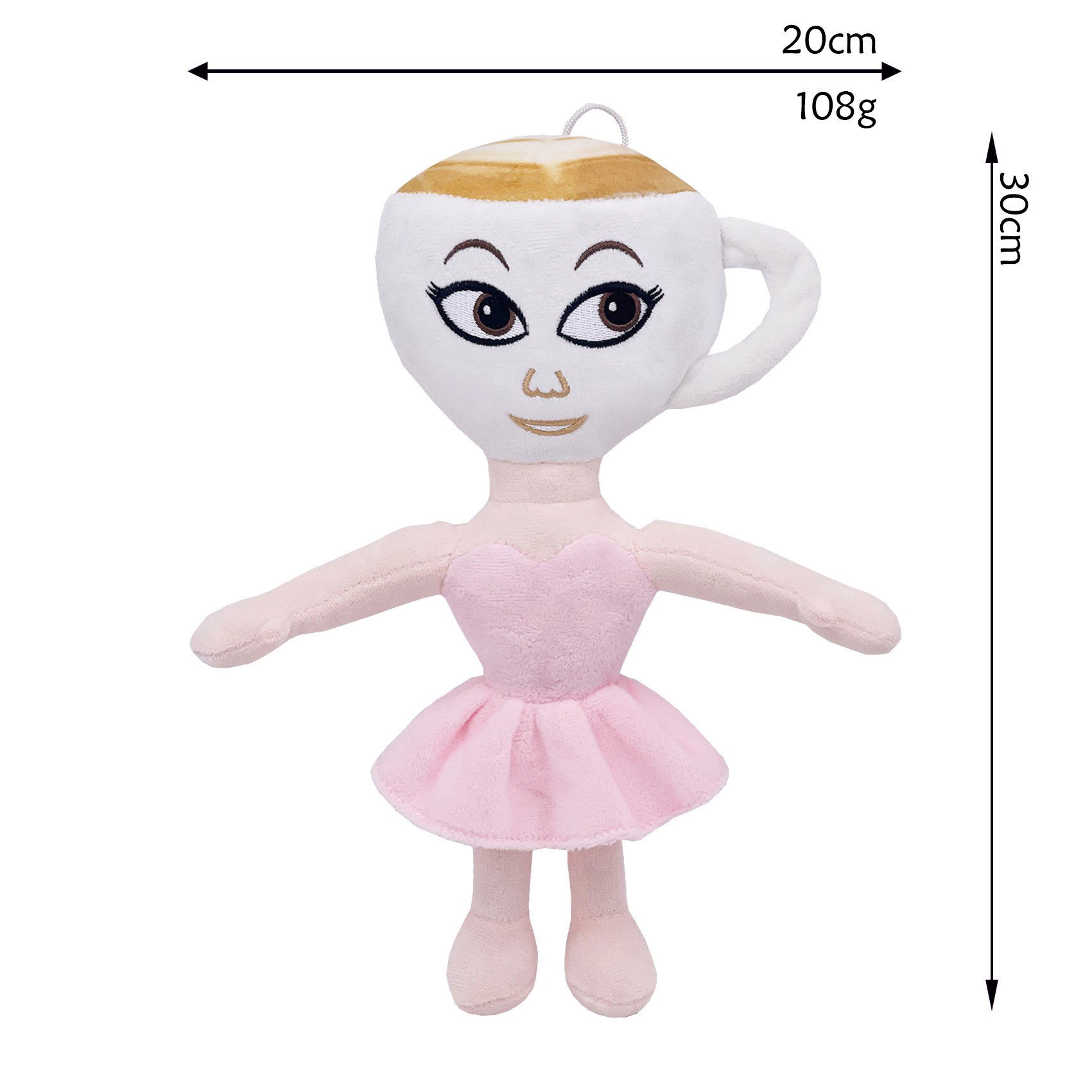 Jucarii de Plus Brainrot - Jucarie Moale de Plus Italian Brainrot, Flippy, cu Agatatoare, Model Ballerina Cappuccina, Jucarie Moale pentru Copii, 30 x 20 cm, Roz