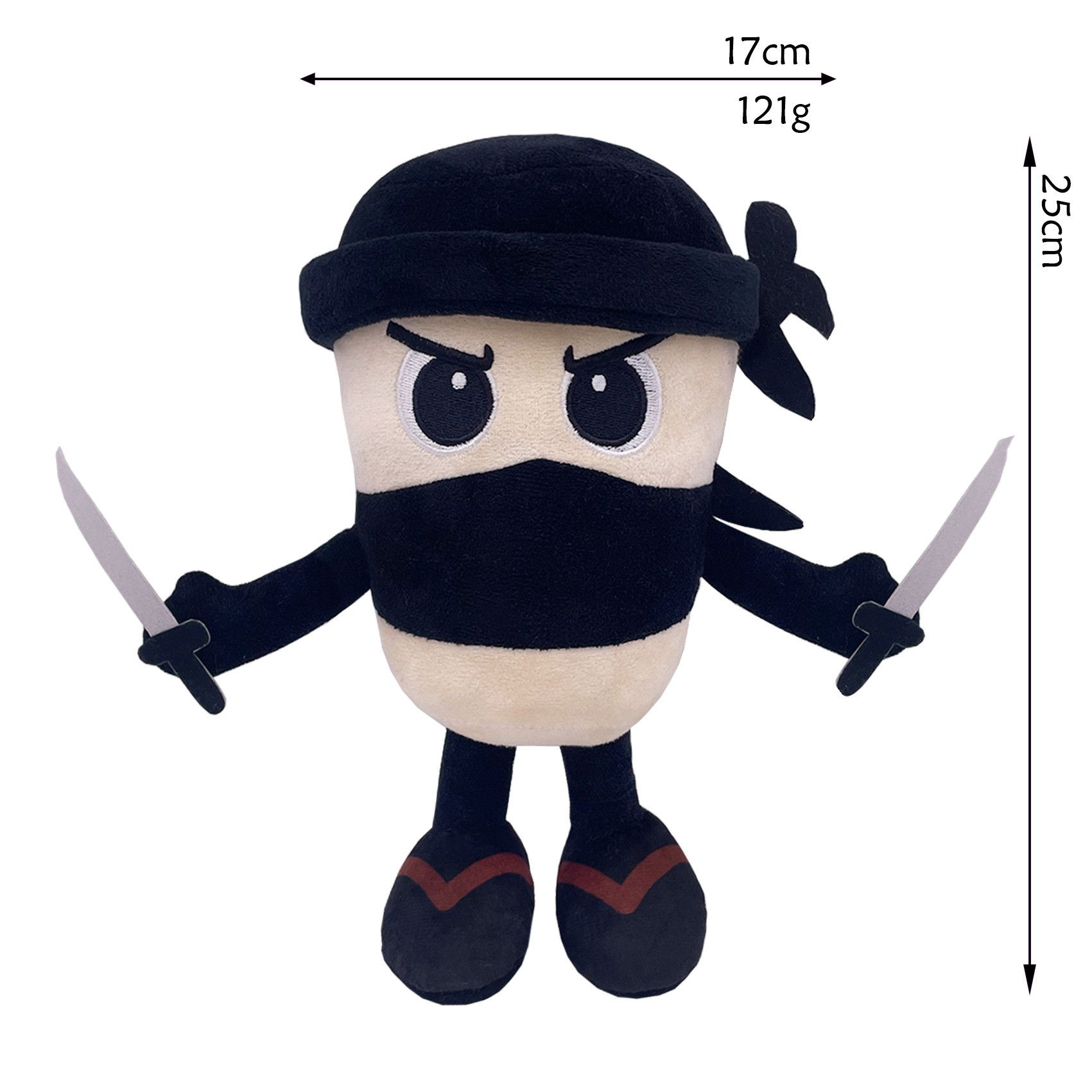 Jucarii de Plus Brainrot - Jucarie Moale de Plus Italian Brainrot, Flippy, cu Agatatoare, Model Ninjolino Tagliaspada, Jucarie Moale pentru Copii, 35 x 17 cm, Albastru inchis