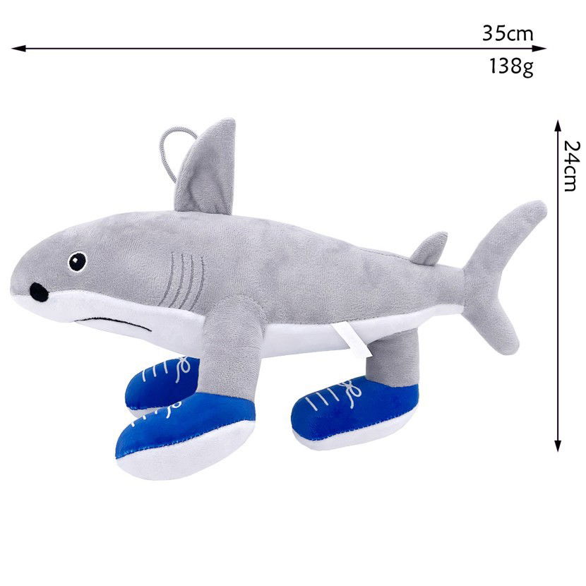 Jucarii de Plus Brainrot - Jucarie Moale de Plus Italian Brainrot, Flippy, cu Agatatoare, Model Rechin cu Picioare Tralalero Tralala, Jucarie Moale pentru Copii, 35 x 24 cm, Gri