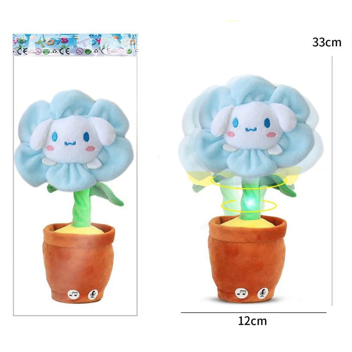 Jucarii Senzoriale, Fidget Toys - Jucarie de Plus Interactiva, Flippy, cu Acumulator si Cablu USB, 120 Cantece, Model Iepure Vorbitor si Dansator, 33 x 12 cm Functie de Imitare si Inregistrare, Multicolor