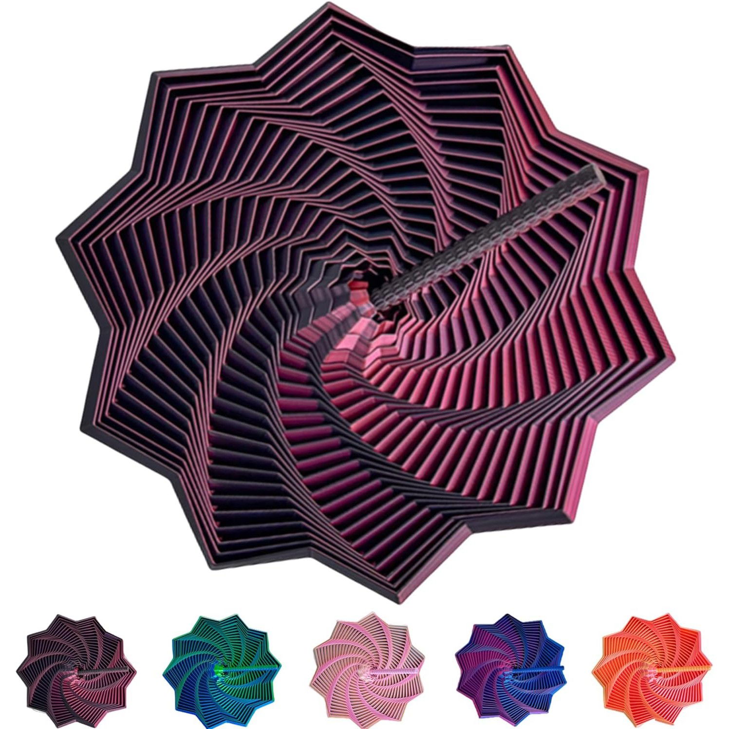 Jucarii interactive - Jucarie Decompresie, Flippy, Model Stea 3D, DuoChrome, Maner Spirala, Turn Magic Geometric, Multiple Forme, Anti-stress, 8.6 cm, Negru/Rosu