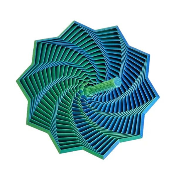 Jucarii interactive - Jucarie Decompresie, Flippy, Model Stea 3D, DuoChrome, Maner Spirala, Turn Magic Geometric, Multiple Forme, Anti-stress, 8.6 cm, Verde/Albastru