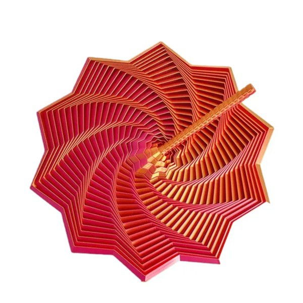 Jucarii interactive - Jucarie Decompresie, Flippy, Model Stea 3D, DuoChrome, Maner Spirala, Turn Magic Geometric, Multiple Forme, Anti-stress, 11 cm, Rosu/Auriu