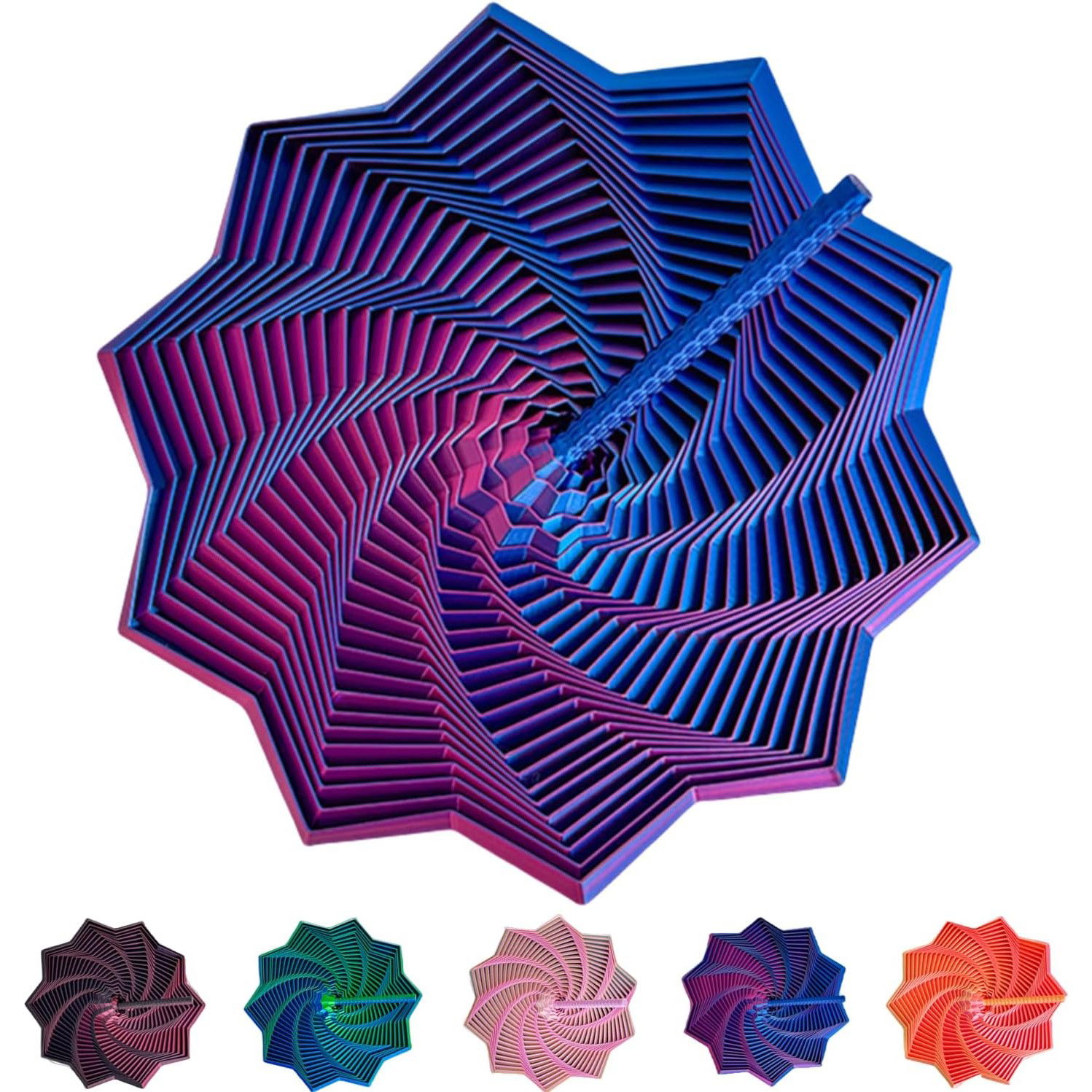 Jucarie Decompresie, Flippy, Model Stea 3D, DuoChrome, Maner Spirala, Turn Magic Geometric, Multiple Forme, Anti-stress, 17 cm, Albastru/Violet [3]