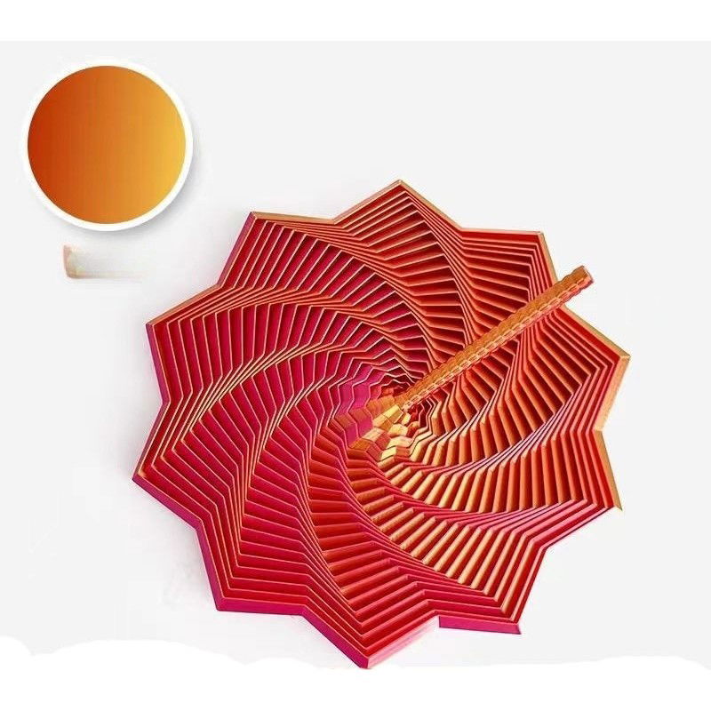 Jucarie Decompresie, Flippy, Model Stea 3D, DuoChrome, Maner Spirala, Turn Magic Geometric, Multiple Forme, Anti-stress, 8.6 cm, Rosu/Auriu [3]