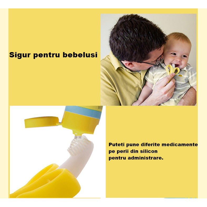 Jucarie dentitie bebelusi Flippy, banana, cu manere de prindere, material silicon non-toxic, fara miros, 10.5x5.9 cm, galben [7]