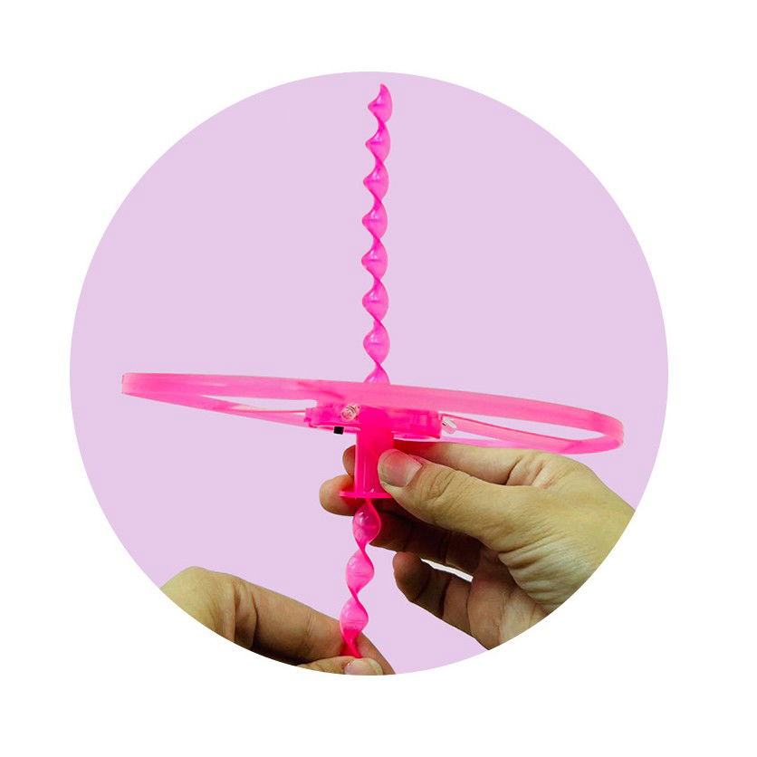 Jucarie Disc Zburator, Distractiv pentru Copii, Flippy, Aruncator Manual din Plastic, cu Lumini, Roz [3]