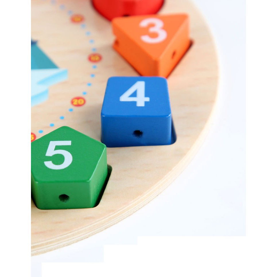 Jucarie Educativa Flippy, Tip Montessori, Model Ceas Pinguin, din Lemn, + 36 Luni, 12 Piese, 17.2 cm, Multicolor [4]