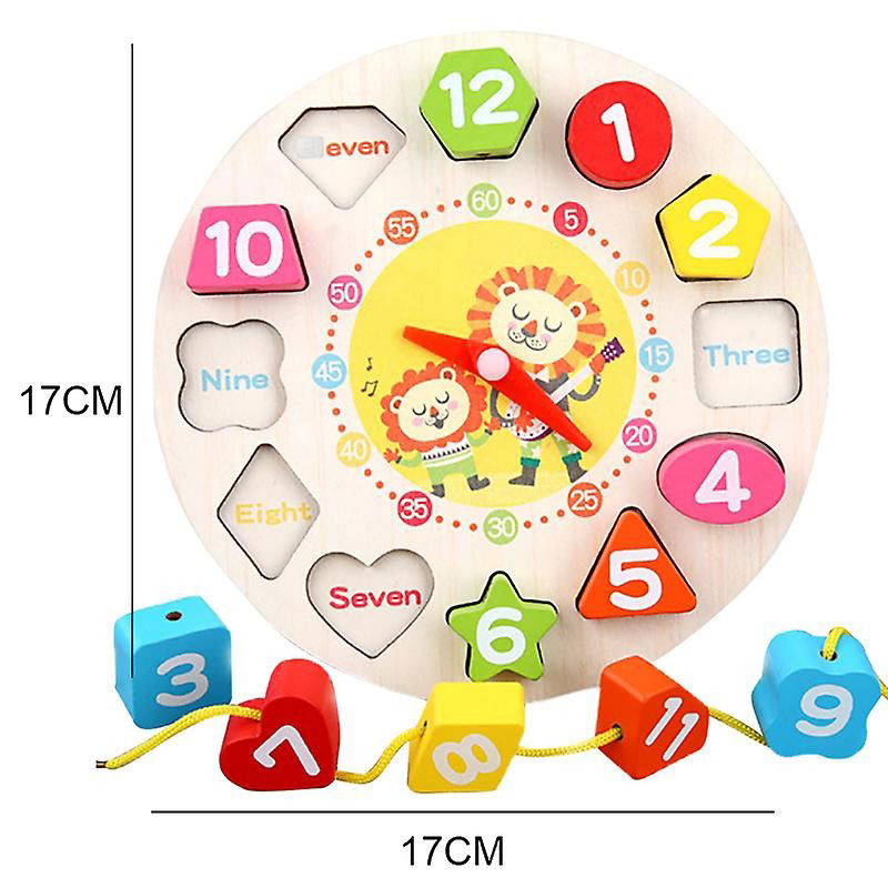 Jucarie Educativa Flippy, Tip Montessori, Model Ceas Leu, din Lemn, + 36 Luni, 12 Piese, 17 cm, Multicolor [4]