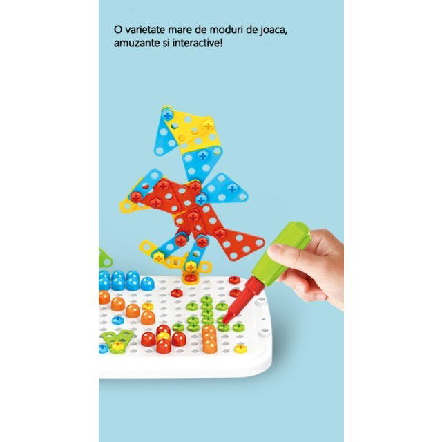 Jucarie educativa pentru copii, Flippy, Set 258 piese, 6 in 1, Valiza cu bormasina, Multicolor [4]