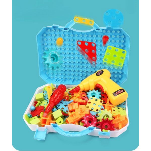 Jucarie Educativa Si Interactiva, Flippy, Set De Constructie Puzzle Din ABS Cu Bormasina Pentru Dezvoltatea Creativitatii Si A Indemanarii 2D si 3D, Valiza, +3, 31x7x25 cm, 338 Piese [7]