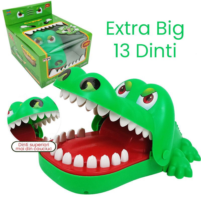 Jucarii interactive - Jucarie interactiva Crocodil Dentist, Flippy, Joc de Grup/Familie, 13 Dinti, Extra Big 21 x 14.5 x 11 cm, Verde