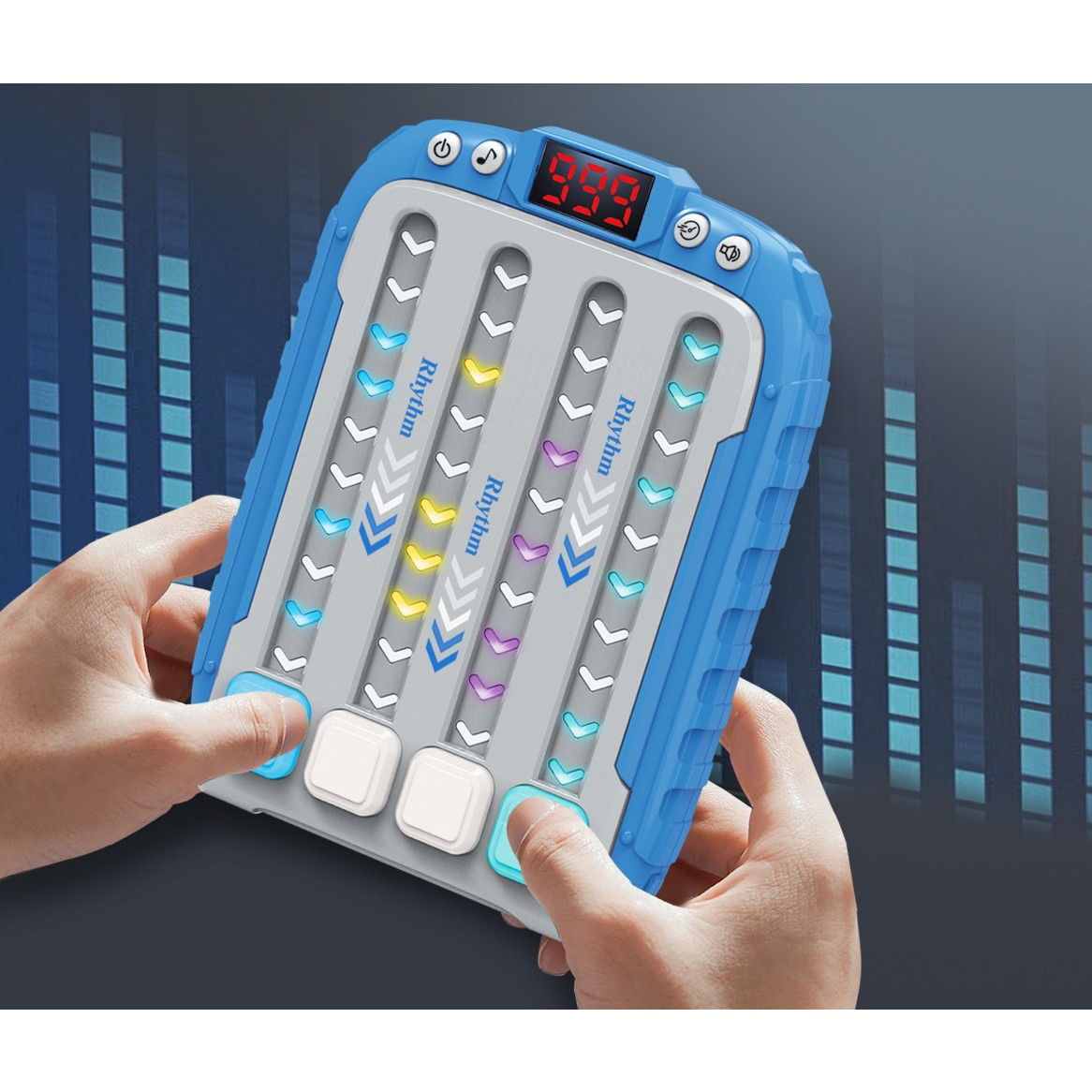 Jucarie Interactiva, Flippy, Joc Rhythm, +3 Ani, din ABS, 6 Niveluri, 15 x 3 x 11 cm, Functie Muzicala, Albastru [6]