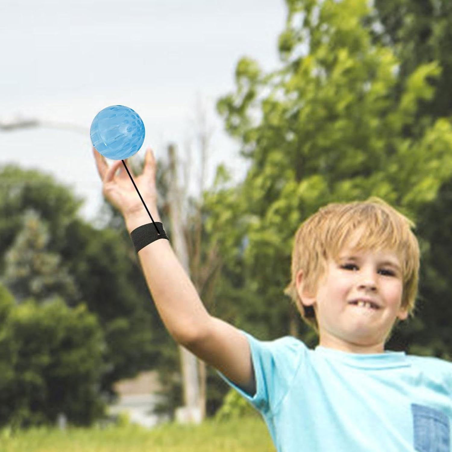 Jucarie Interactiva, Flippy, Minge Saltareata Crystal Ball, cu Banda Elastica, 6 cm, +7 Ani, din Plastic, Albastru [4]