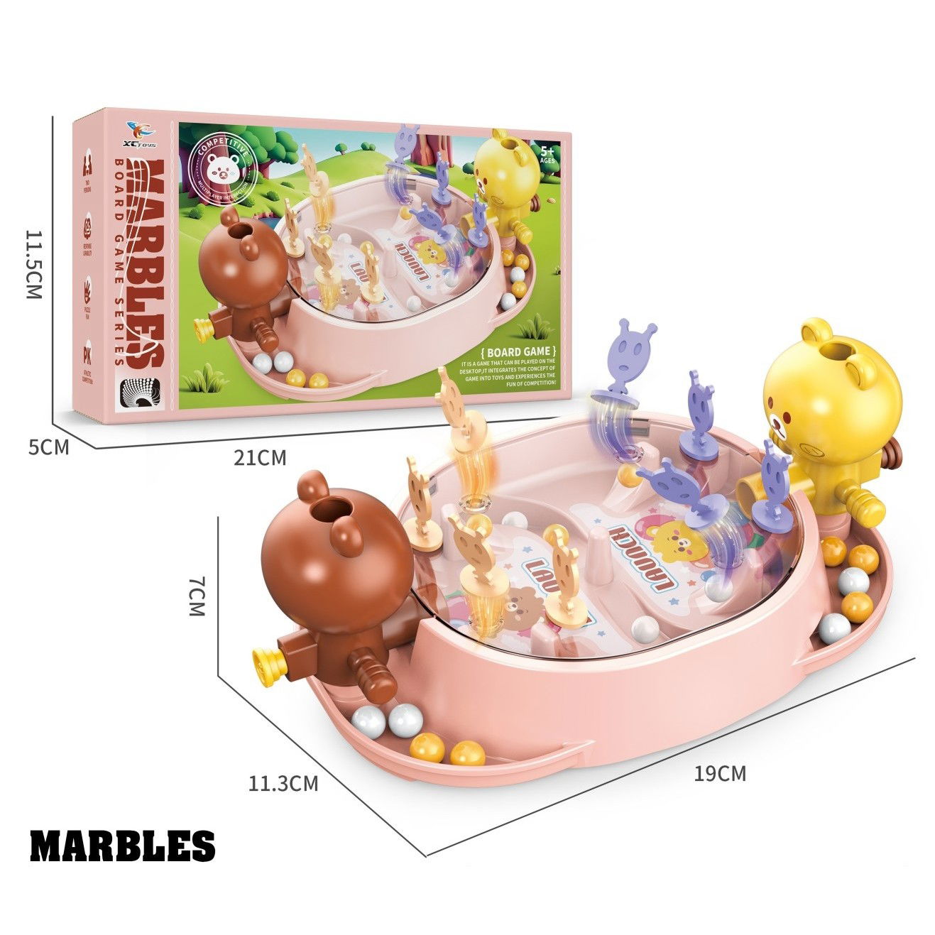 Jucarie Interactiva, Flippy, Model Ursuleti, Joc de Masa, +5 Ani, Portabil, 2 Jucatori, 19 x 7 x 11.3 cm, Roz [3]