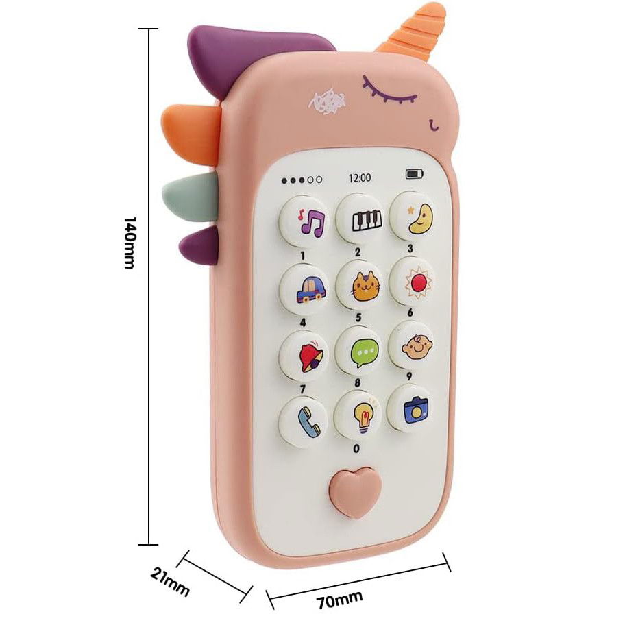 Jucarie Interactiva, Flippy, Telefon Inteligent, Model Unicorn, Functii Educative, Muzicale si Voce, 4-6 ani, 19 x 11.5 cm, din Plastic, Roz [3]