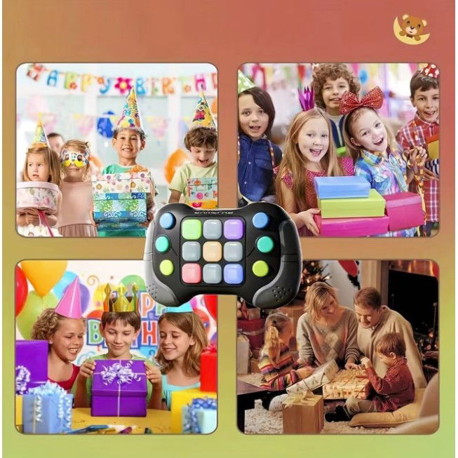 Jucarie Interactiva Flippy, Tip Consola Pop It, 6 butoane functionale, 5 Moduri de Joc, 600 Niveluri, +3 ani, Gri/Negru [5]