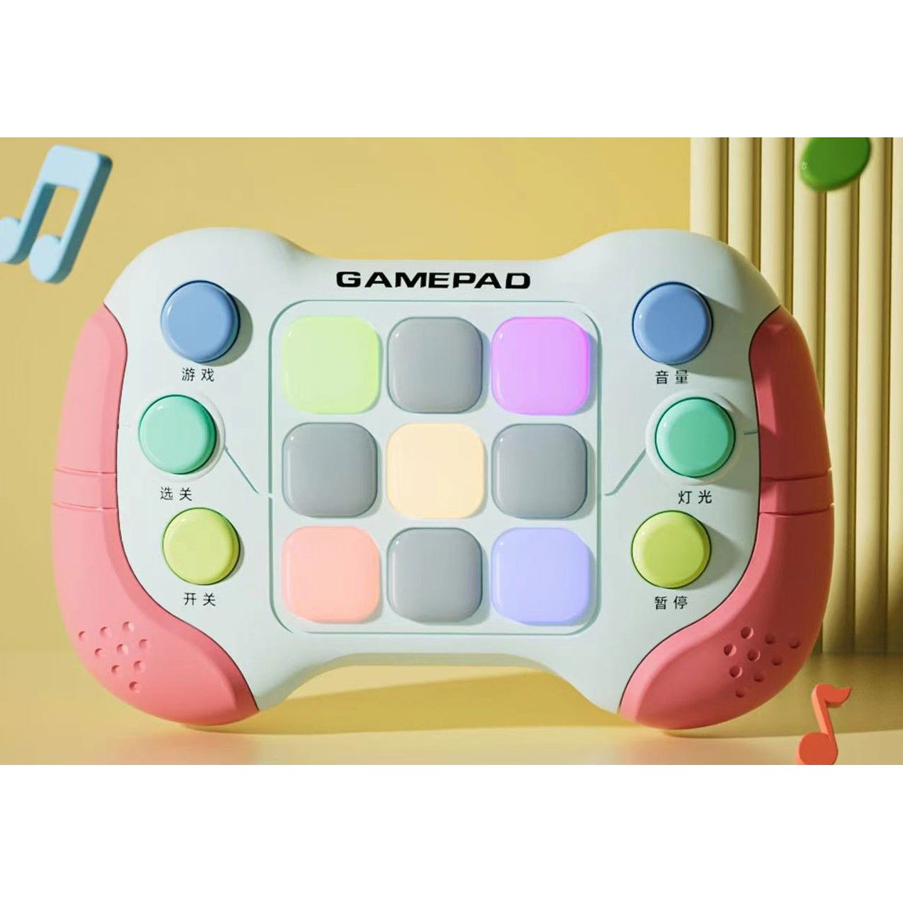 25 - 50 LEI - Jucarie Interactiva Flippy, Tip Consola Pop It, 6 butoane functionale, 5 Moduri de Joc, 600 Niveluri, + 3 ani, Rosu/Gri