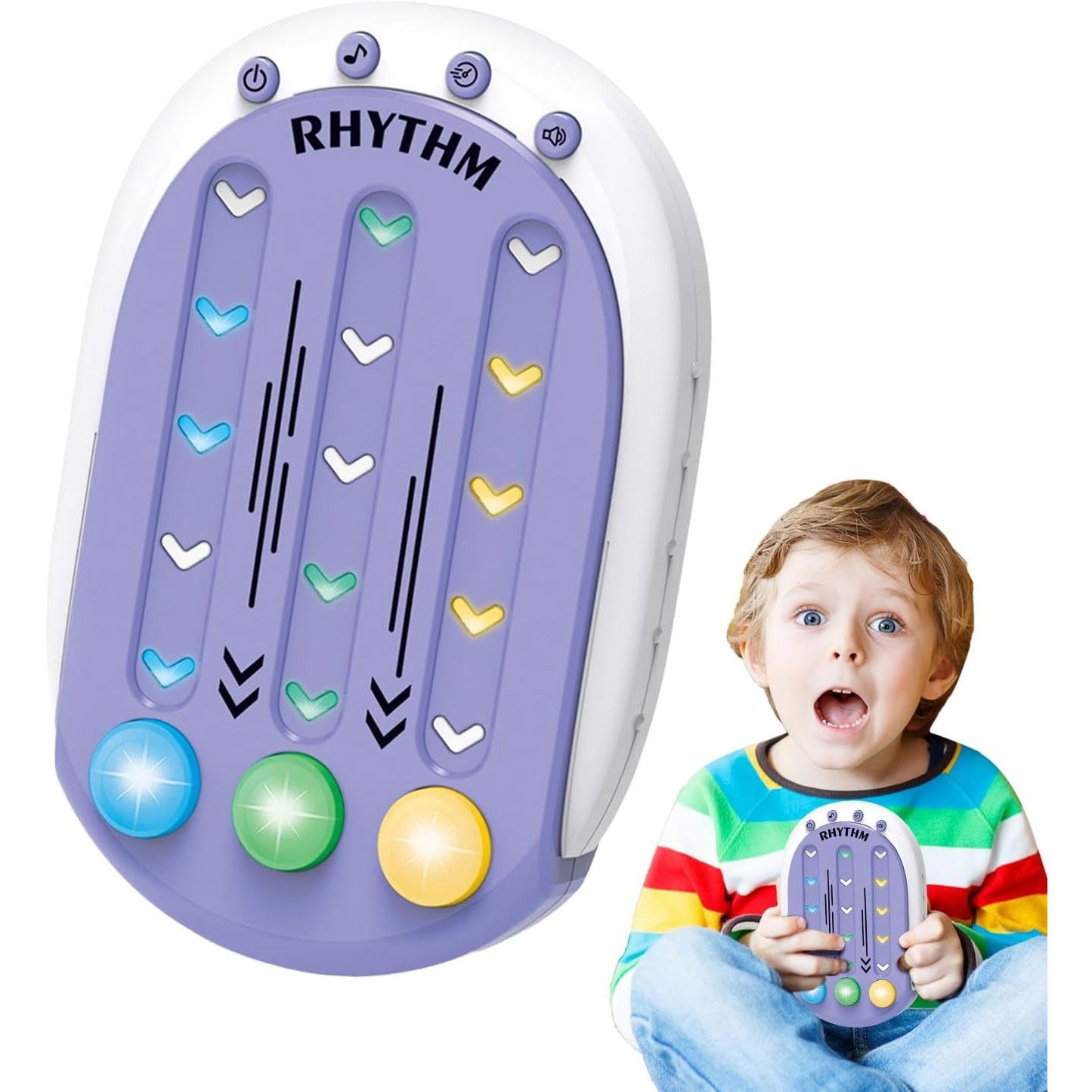 Jucarie Interactiva, Flippy, Tip Jocuri Ritmice, +3 Ani, din ABS, 8 Niveluri de Joc, 9.5 x 2.5 x 13.6 cm, Mov [5]