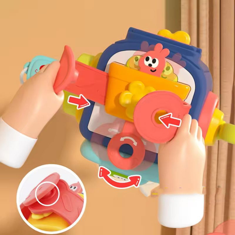 Jucarie interactiva Montessori, Flippy, Jucarie pentru Bebelusi, Model Pinguin Ocupat, din Plastic rezistent, Varsta 18+ luni, 13 x 11 x 11 cm, Albastru/Multicolor [6]