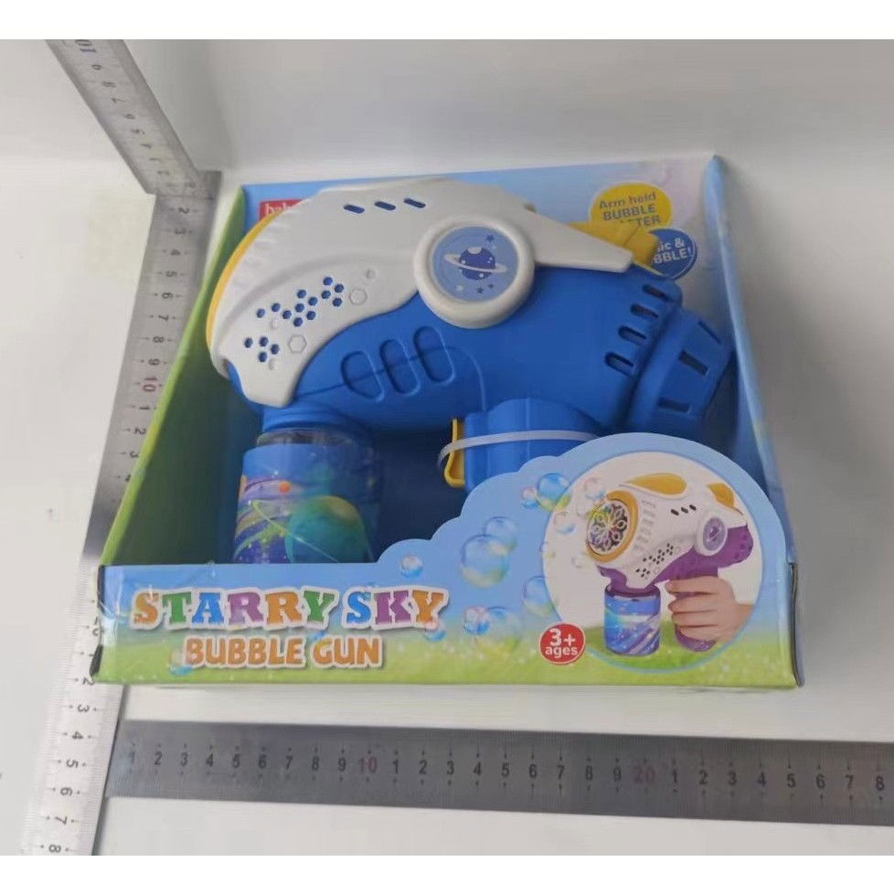 Jucarie Interactiva pentru Baloane de Sapun, Flippy, Sunete si Lumini, Model Pistol, cu 8 Orificii, 20.6 x 9.4 x 21 cm, Albastru [7]