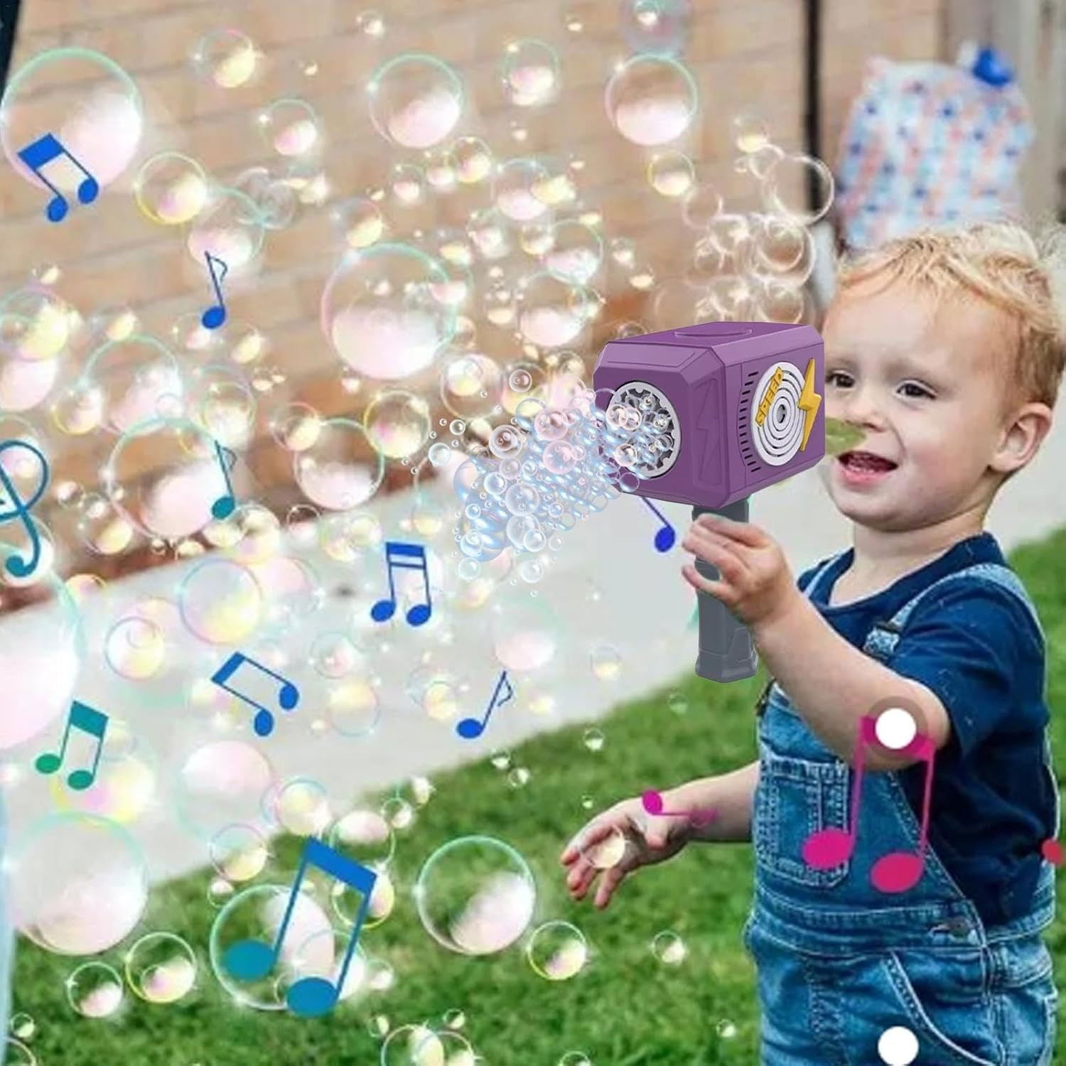 Jucarie Interactiva pentru Baloane de Sapun, Flippy, Sunete si Lumini, Model Ciocan, cu 8 Orificii, 13.5 x 10 x 12 cm, Mov [3]