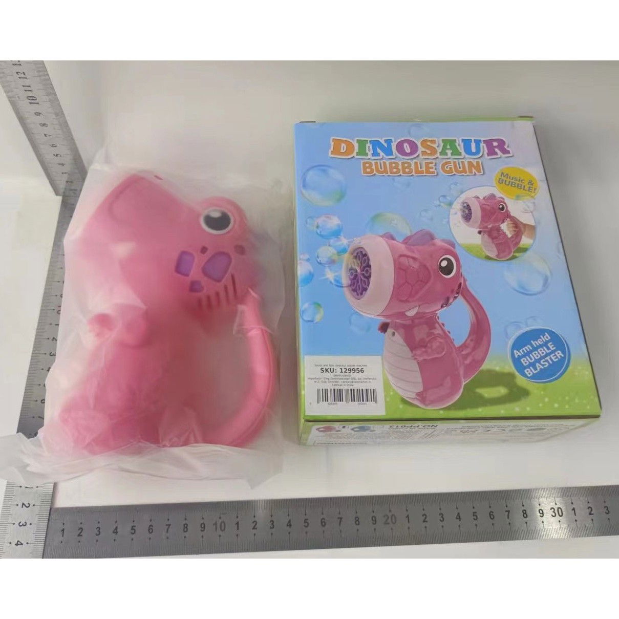 Jucarie Interactiva pentru Baloane de Sapun, Flippy, Sunete si Lumini, Model Dinozaur, cu 8 Orificii, 15 x 8.5 x 18.5, Roz [10]