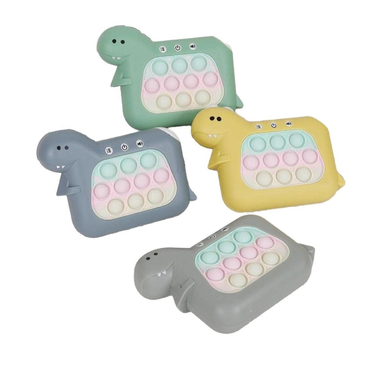 Jucarie Interactiva Pop It Whack A Mole, Flippy, Tip Consola, Anti-Stres, 4 Moduri de Joc, din ABS si Silicon, +3 Ani, Model Dinozaur, Verde [8]