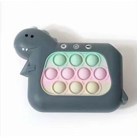 Jucarie Interactiva Pop It Whack A Mole, Flippy, Tip Consola, Anti-Stres, 4 Moduri de Joc, din ABS si Silicon, +3 Ani, Model Dinozaur, Verde Inchis [3]