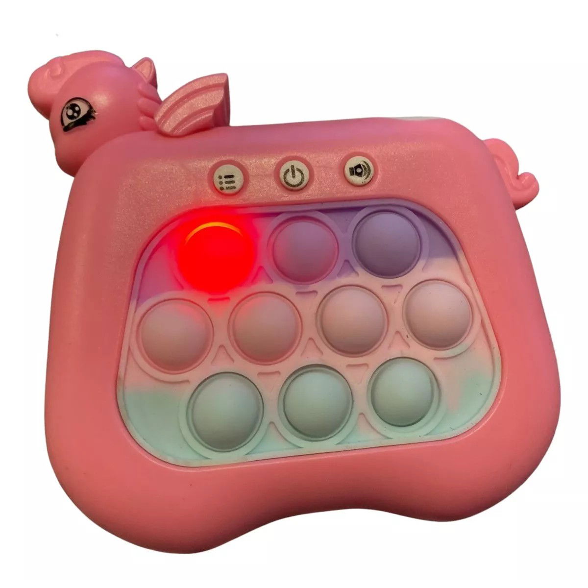 Jucarie Interactiva Pop It Whack A Mole, Flippy, Tip Consola, Anti-Stres, 4 Moduri de Joc, din ABS si Silicon, +3 Ani, Model Unicorn, Roz [6]