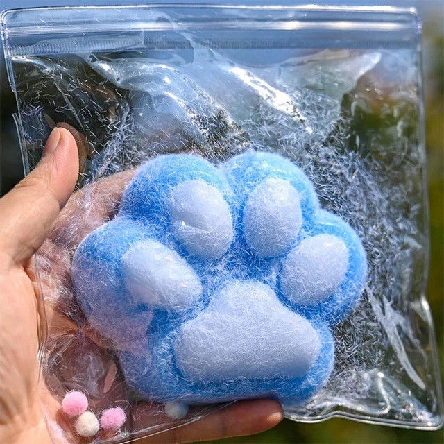 Jucarie Interactiva Squishy, Flippy, Model Cat Paw, Squeeze Pinch Family, Revenire Lenta, din TPR, +3 Ani, 7.5 cm, Textura Puf, Albastru [6]