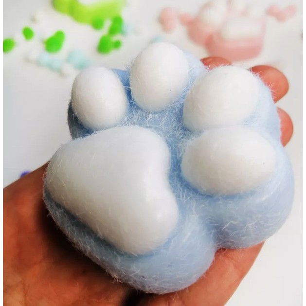 Jucarie Interactiva Squishy, Flippy, Model Cat Paw, Squeeze Pinch Family, Revenire Lenta, din TPR, +3 Ani, 7.5 cm, Textura Puf, Albastru [4]