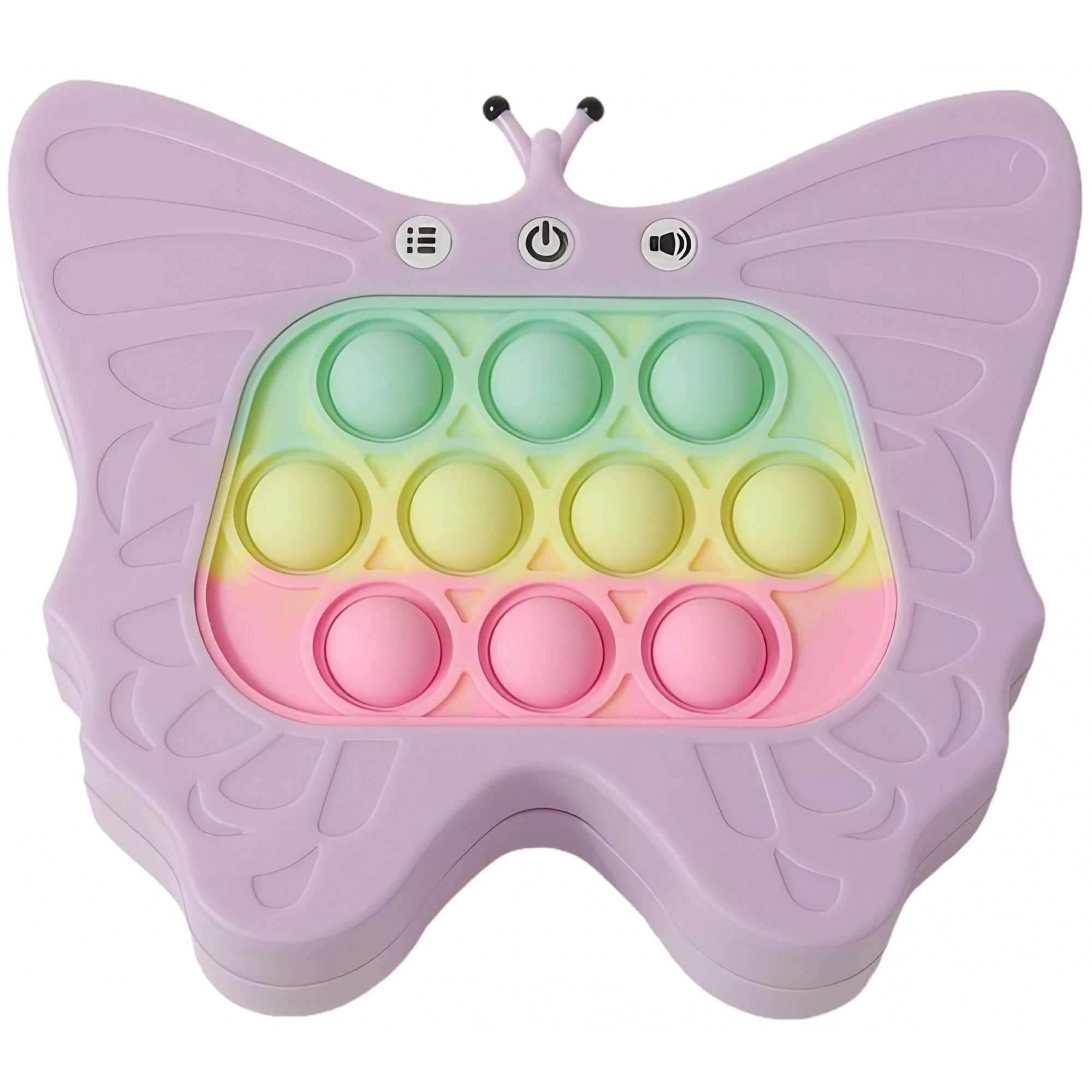 Jucarii - Jucarie Interactiva Tip Consola pentru Copii, Flippy, Diferite Moduri de Joc, 120 Nivele, Material ABS/silicon, Sunete si Lumini, 12 x 5.5 x 13.5 cm, Model Fluture, Mov