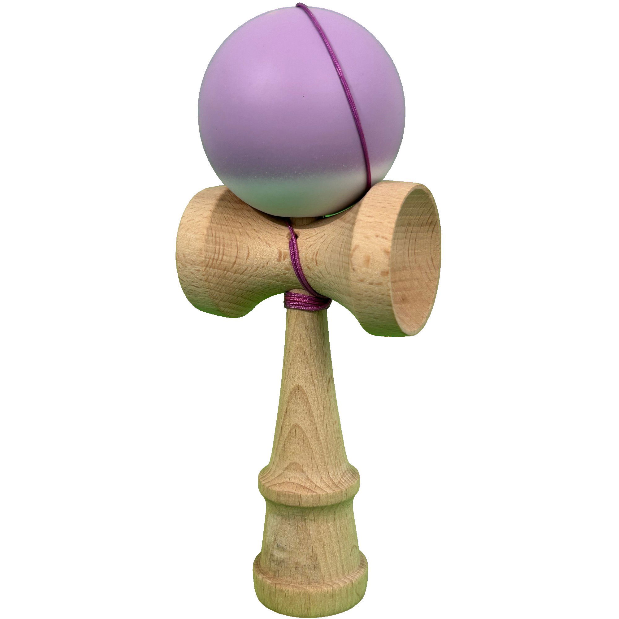 Kendama Rubber Grip - Kendama X Originala, Profesionala, Flippy, din Lemn cu Bila Cauciucata, 18 x 6 x 7 cm, Gradient Mov/Alb