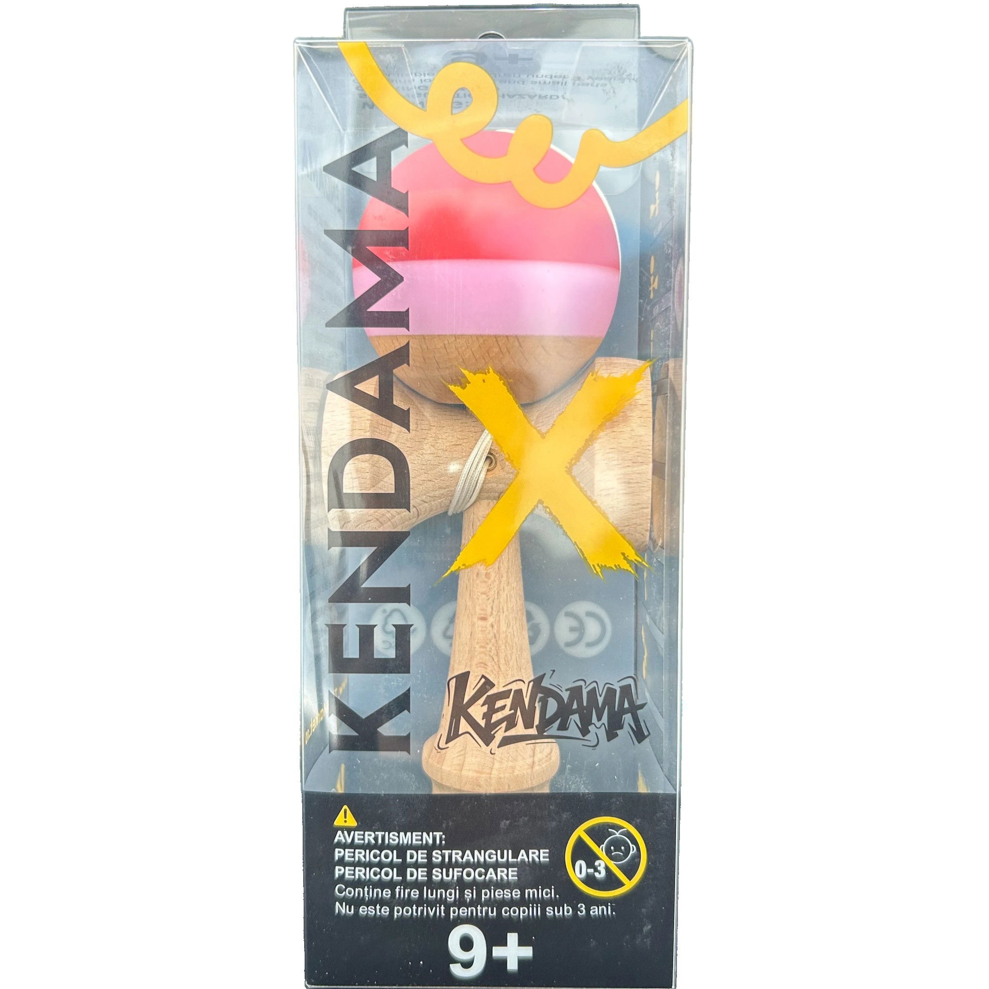 Kendama X Originala, Profesionala, Flippy, din Lemn, 18 cm, Rubber Grip, Rosu inchis/Rosu/Alb [3]