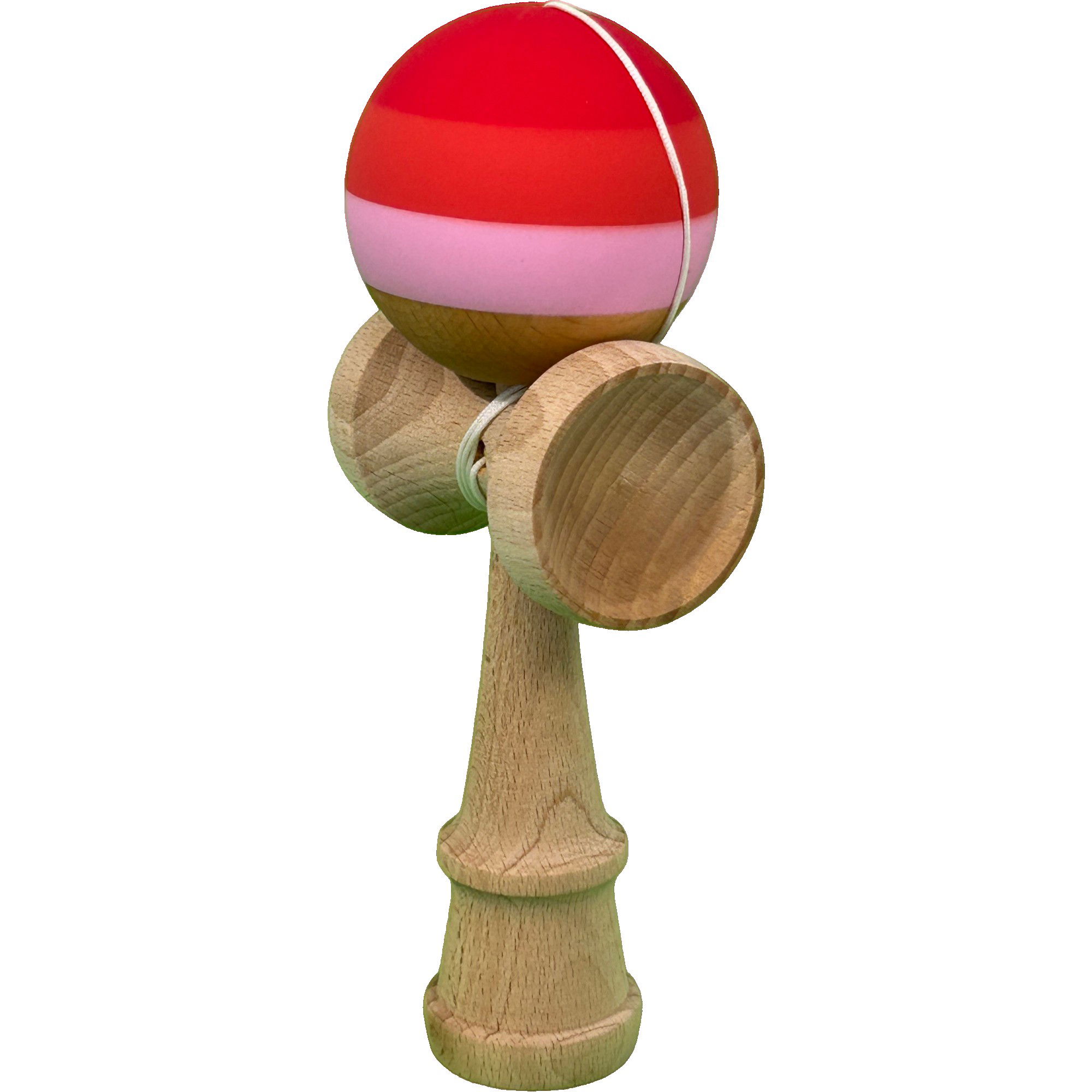 Kendama Rubber Grip - Kendama X Originala, Profesionala, Flippy, din Lemn, 18 cm, Rubber Grip, Rosu inchis/Rosu/Alb