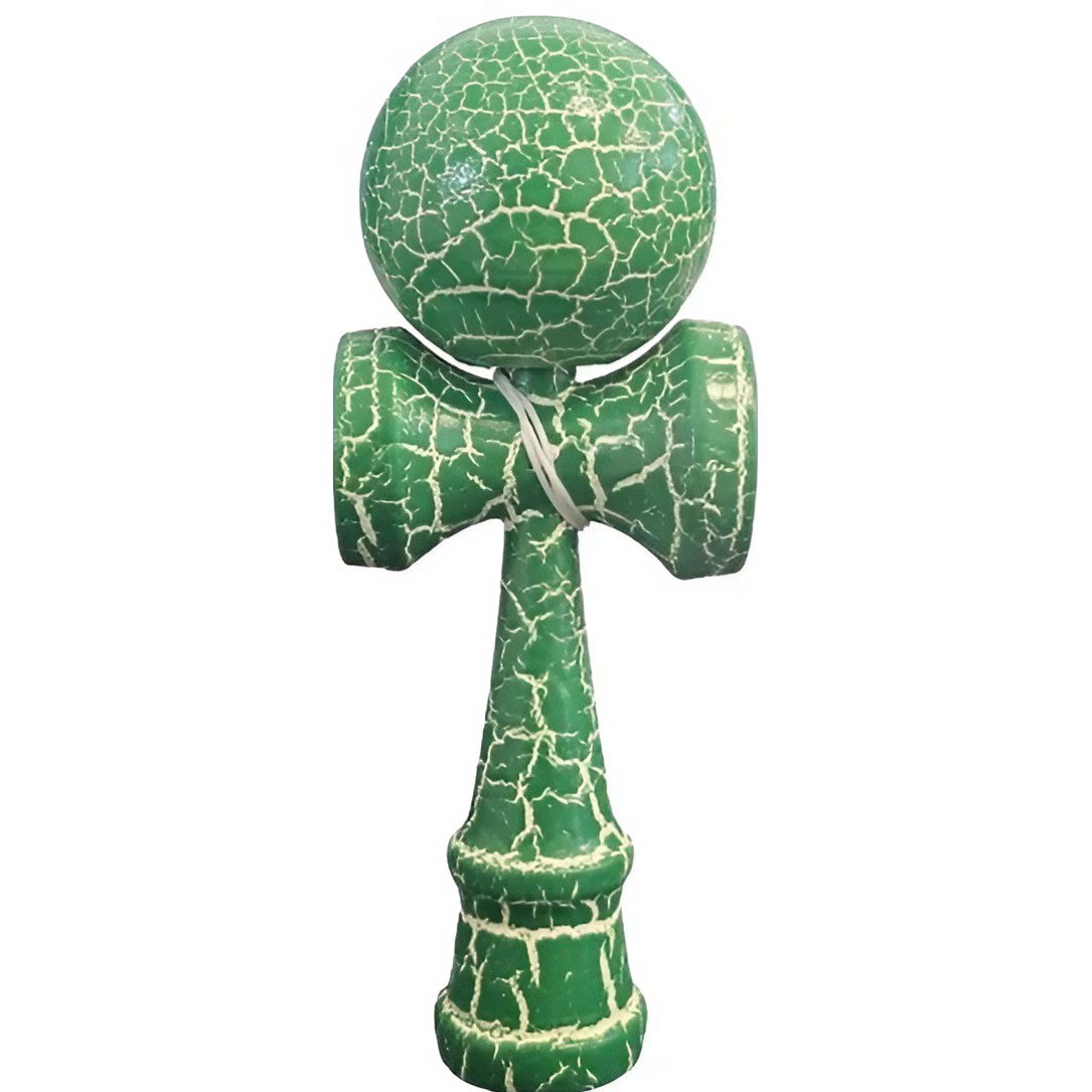 Kendama Cracked - Kendama X Originala, Profesionala, Flippy, Kendama Cracked, din Lemn, 18 cm, Verde Alb