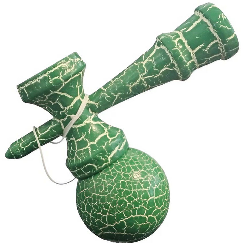 Kendama X Originala, Profesionala, Flippy, Kendama Cracked, din Lemn, 18 cm, Verde Alb [3]