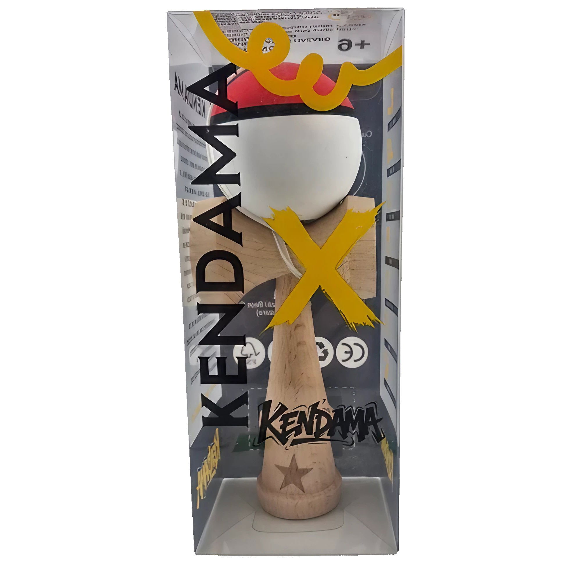 Kendama X Originala, Profesionala, Flippy, din Lemn, Rubber Grip, 18 cm, Rosu/Alb [5]