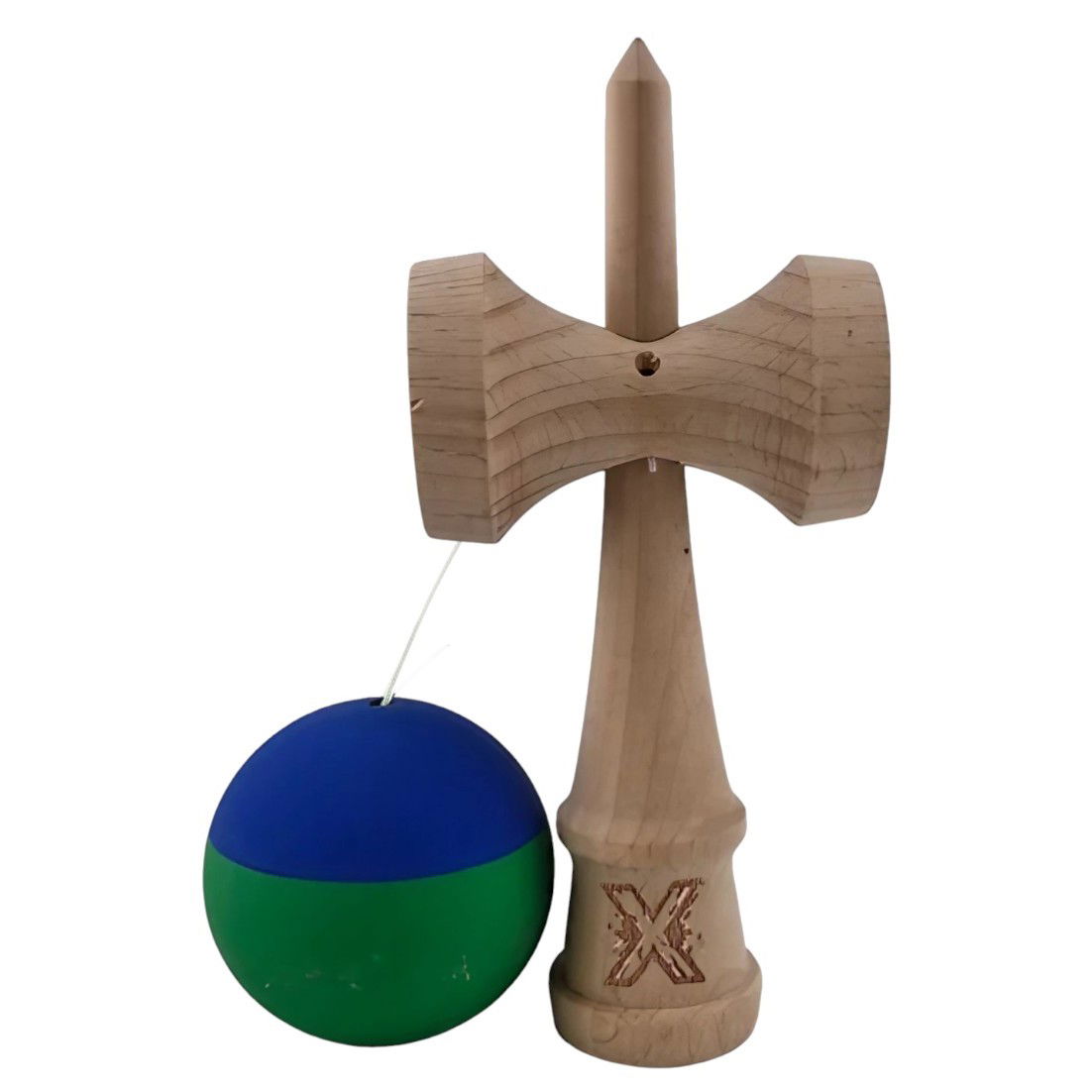 Jucarie Kendama X Originala, Profesionala, Flippy, din Lemn, Rubber Grip, 18 cm, Albastru/Verde [4]