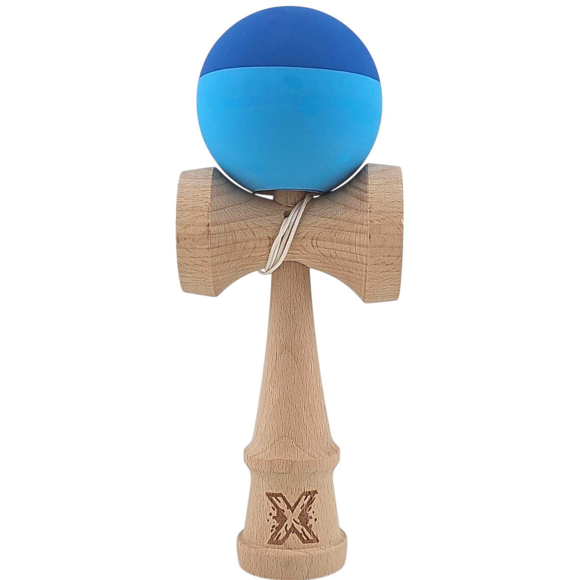 Kendama Rubber Grip - Kendama X Originala, Profesionala, Flippy, din Lemn, Rubber Grip, 18 cm, Albastru/Bleu