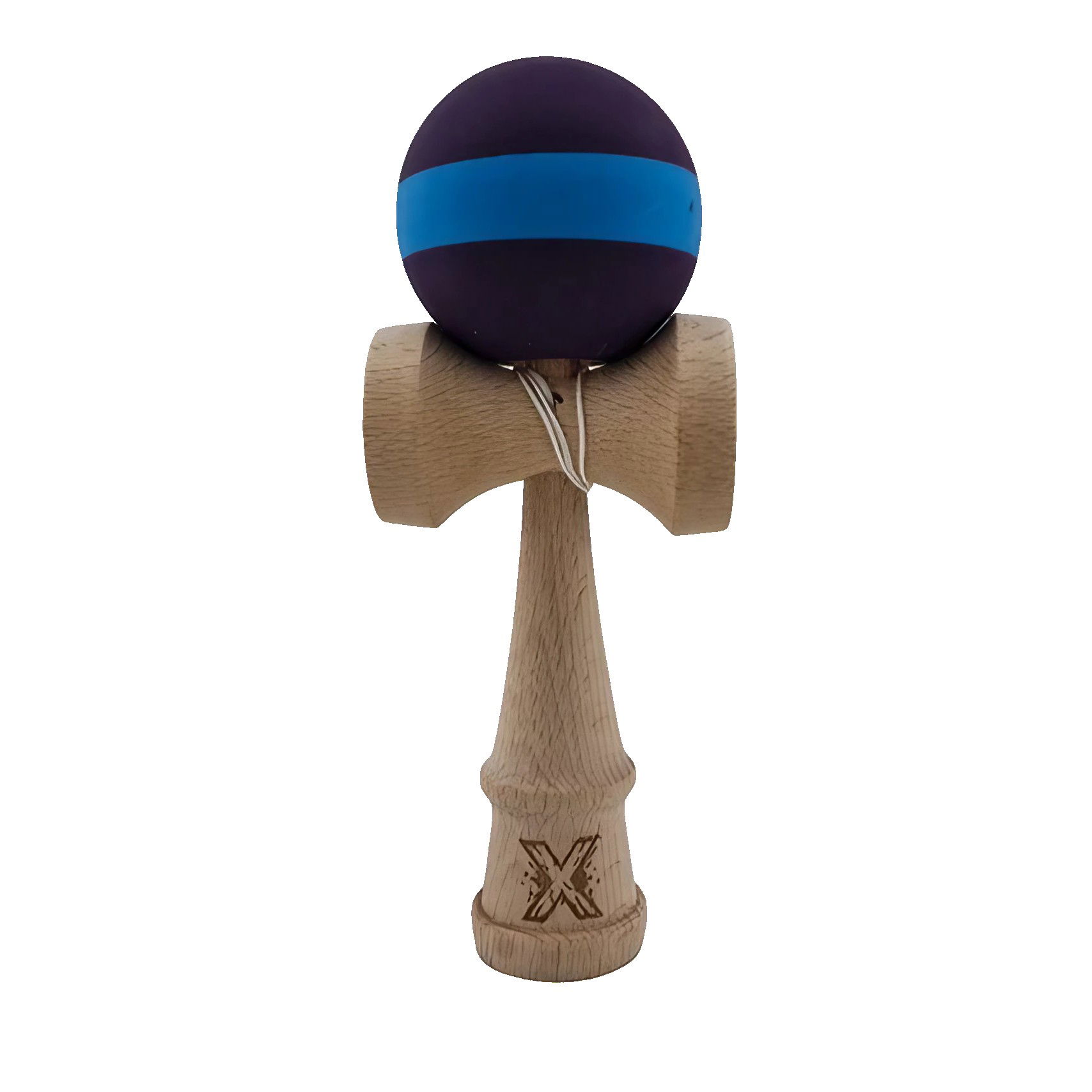 Jucarie Kendama X Originala, Profesionala, Flippy, din Lemn, Rubber Grip, 18 cm, Mov/Albastru [1]