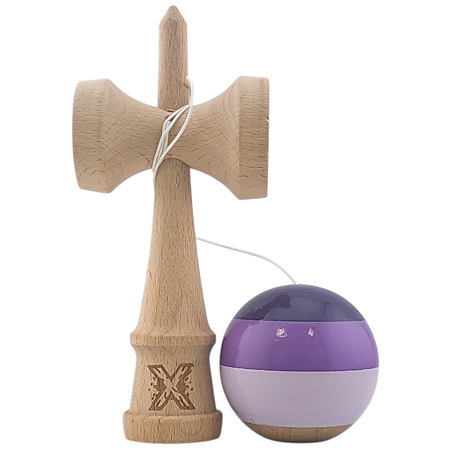 Kendama X Originala, Profesionala, Flippy, Super Sticky din Lemn, 18 cm, Purpuriu/Mov/Lila [4]