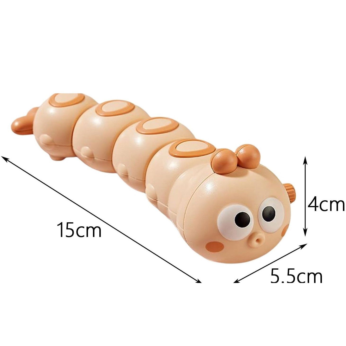 10 - 25 LEI - Jucarie mecanica pentru copii Flippy, omida haioasa, cu cheita, distractiva, se taraste, se misca, 15 x 4 cm, portocaliu