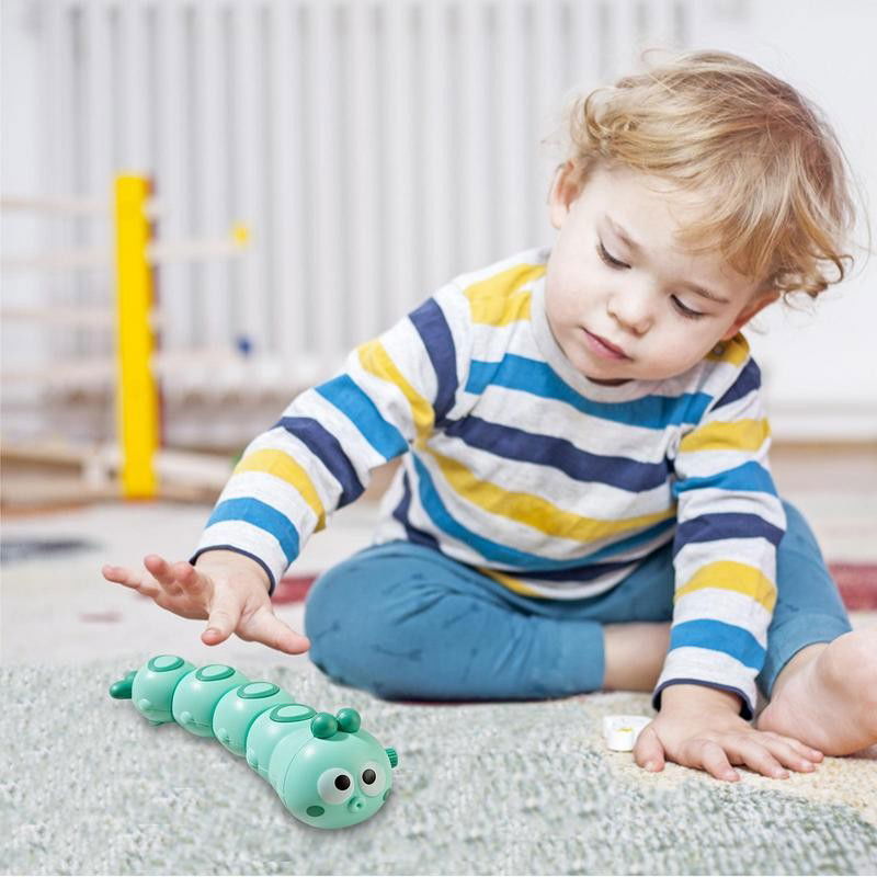 Jucarie mecanica pentru copii Flippy, omida haioasa, cu cheita, distractiva, se taraste, se misca, 15 x 4 cm, verde [8]